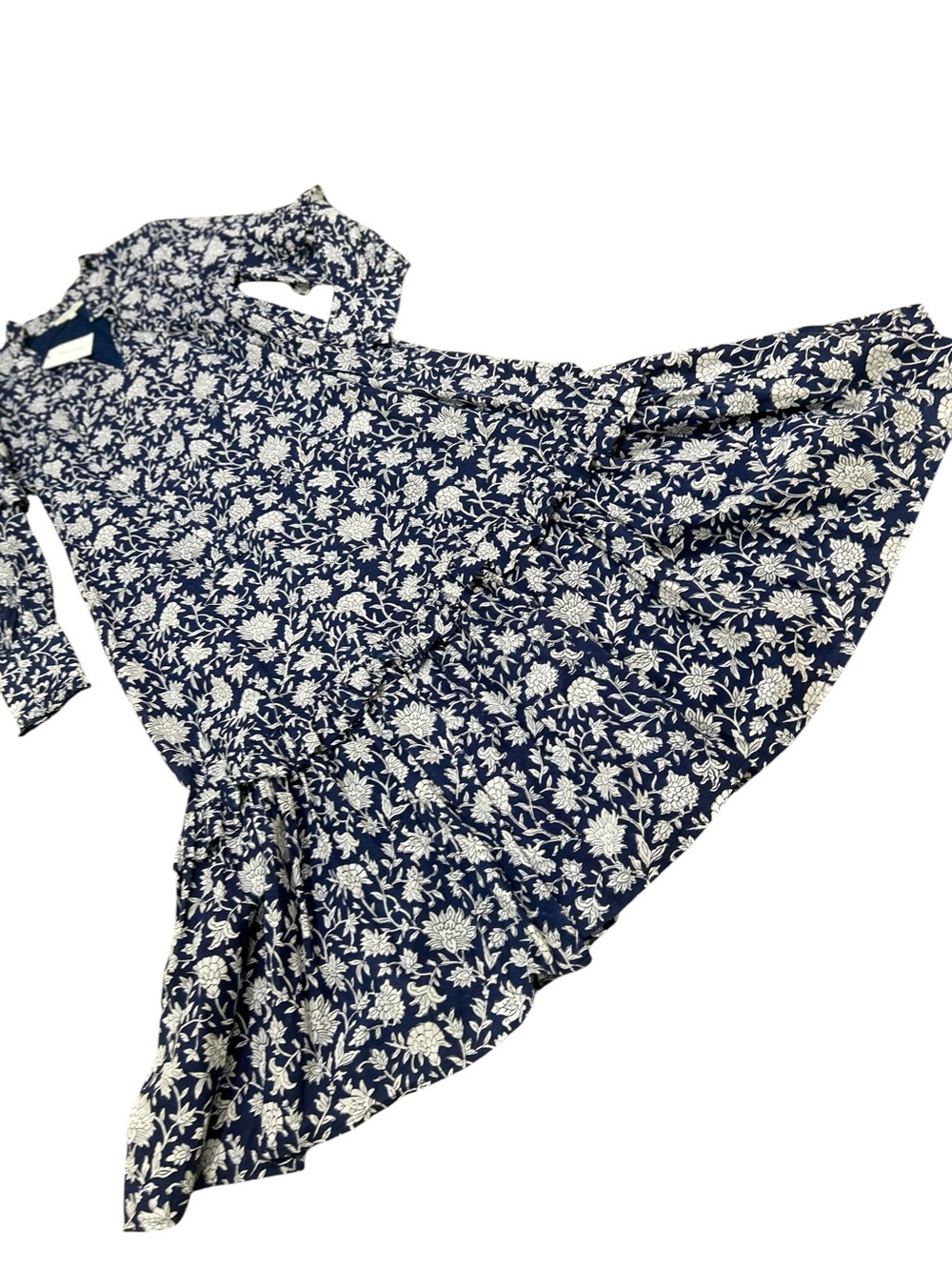 Nwt Ophelia & Indigo Tilly Navy Floral Tie-Ruffle Neck Tiered Maxi Dress Medium — image 5 of 8